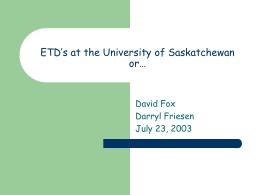 ETD-db software - University Library