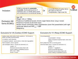 Exclusion criteria for ECMO - Alfred Intensive Care Unit