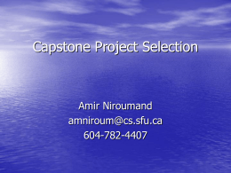 Capstone Project Selection