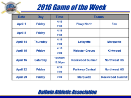 2016 Game of Week Schedule - Ballwin Athletic Association
