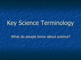 Key Science Terminology - Mr. Smit: Life Sciences For SHS