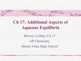 Ch 17: Additional Aspects of Aqueous Equilibria - mvhs