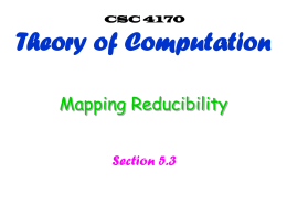 Mapping reducibility - Villanova Computer Science