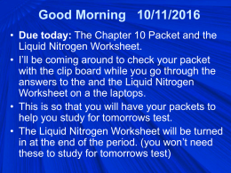 Good Morning! Today we will… The Chapter 10 Packet is Due