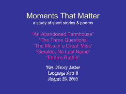Moments That Matter a study of short stories