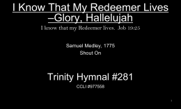 I Know That My Redeemer Lives-