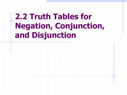 3.2 Truth Tables for Negation, Conjunction, and Disjunction