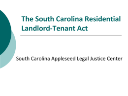 SC Landlord – Tenant Law - South Carolina Appleseed Legal