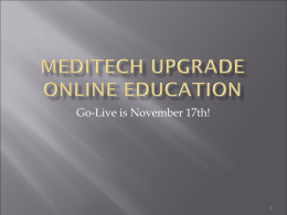 Meditech Upgrade Online Education