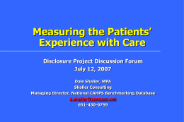Measuring Patients` Experiences with Care: An Overview