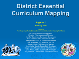 District Essential Curriculum Mapping