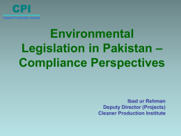 Environmental Legislation in Pakistan Compliance Perspectives