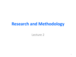 Research and Methodology - University of Hawaii at Manoa