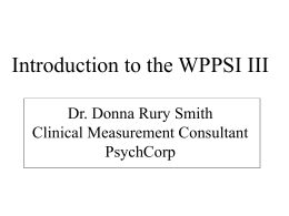WPPSI-III Training Presentation - FPA