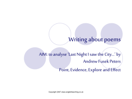 Anaylsing Poetry: `Last Nigth I saw the City` by
