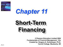 Chapter 11 -- Short-Term Financing