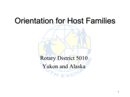 Host Family Presentation - Rotary Youth Exchange District 5010