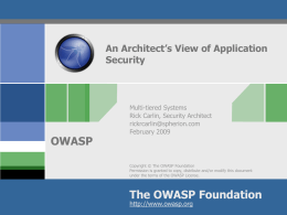 An Architect`s View of Application Security