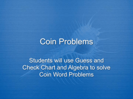 Coin Problems - Jamestown Public Schools