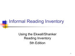 Ekwall/Shanker Reading Inventory (5th ed)