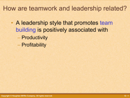 How is leadership and teamwork related to productivity in the work