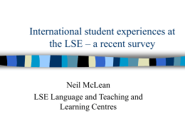 International student experiences at the LSE