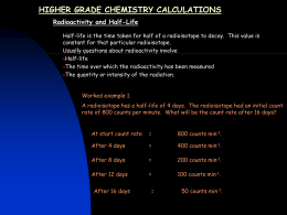 H Calculations - radioactivity and half
