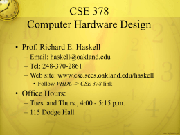 CSE 495/595 Digital Design Using VHDL
