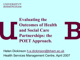 Evaluating health and social care partnerships and their outcomes