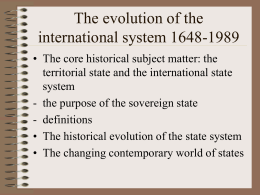 The evolution of the international system 1648-1998