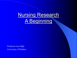 Nursing Research - University of Windsor