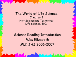 The World of Life Science Chapter 1 Holt Science and Technology