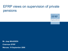 Pension Supervision - EFRP, 2006