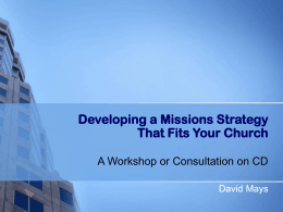 Developing a Missions Strategy