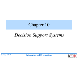 Chapter 10 - Decision Support Systems