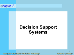 Decision Support Systems (continued)