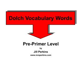 Dolch PrePrimer Vocabulary Words