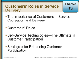 Customers` Roles in Service Delivery