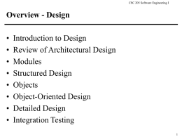 Overview - Structured and Detailed Design