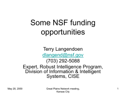 Some NSF funding opportunities