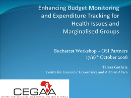 Budget Monitoring and Resource Tracking for HIV/AIDS