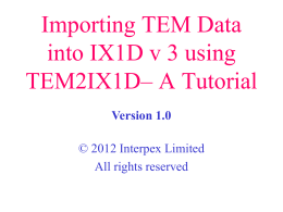 Importing Data into IX1D v 3 – A Tutorial