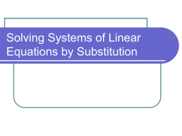 Solving Systems of Linear Equations by Substitution