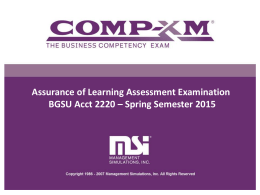 Spring Semester 2015 Comp-XM Exam Overview