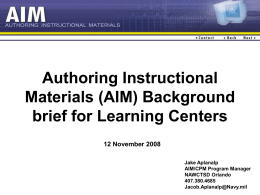 AIM Overview - Authoring Instructional Materials (AIM)