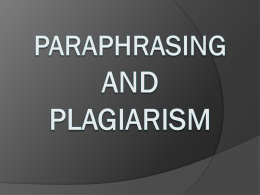 Paraphrasing vs. Plagiarism