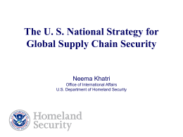 Supply Chain Security - Neema Khatri, Department of