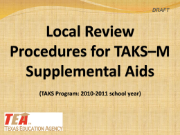 Supplemental Aids Allowed on TAKS-M - Dept-of-Curr-Prof-Dev