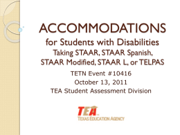 TEA Accommodation Powerpoint Presentation.