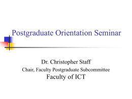 Postgraduate Orientation Seminar